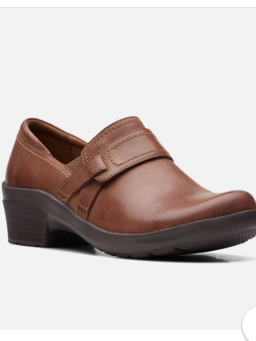 Clarks Women's Angie Poppy Dark Tan Leather Slip On Flats US 11 M